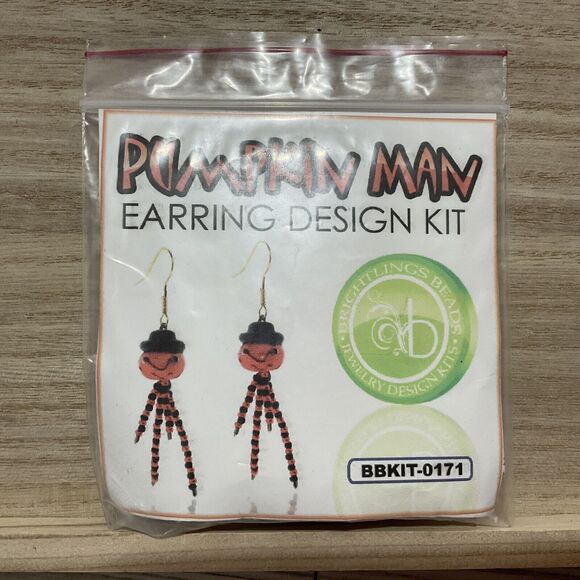 DIY Earring Kit ~ Brightlings Pumpkin Man Earring Kit -Halloween - Picture 1 of 4